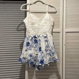 White lace and floral Romper